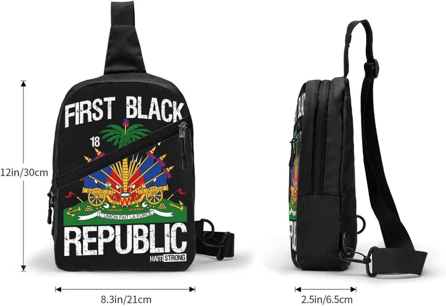 Haitian Flag First Black Republic 1804 Packable Crossbody Bag Portable Sling Bags Foldable Travel Daypack Reusable Sports Shoulder Backpack Diagonally Chest Bag for Workout