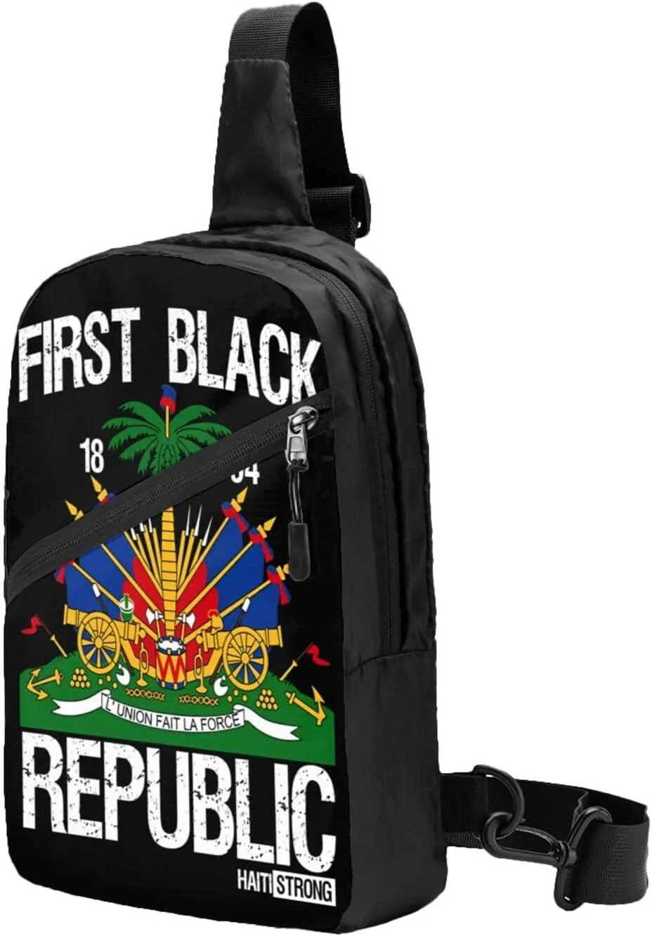 Haitian Flag First Black Republic 1804 Packable Crossbody Bag Portable Sling Bags Foldable Travel Daypack Reusable Sports Shoulder Backpack Diagonally Chest Bag for Workout