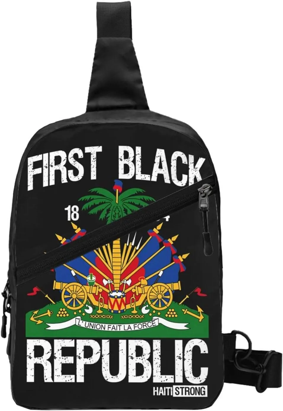 Haitian Flag First Black Republic 1804 Packable Crossbody Bag Portable Sling Bags Foldable Travel Daypack Reusable Sports Shoulder Backpack Diagonally Chest Bag for Workout
