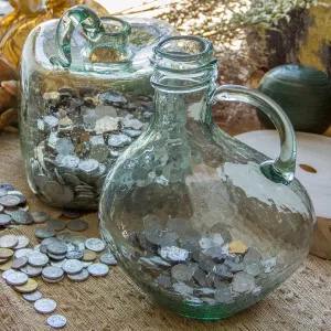 Hand Blown Glass Money Jar, Clear Glass Vase, Adult Piggy Bank for Storing Coins, Good as Table Decor and Centerpiece(Oval)