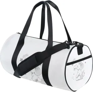 Hand Drawn Cute Cartoon Elephant Ballerina Girl Flower Star Duffel Bag, Foldable Canvas Travel Tote for Gym Sports with Inner Pockets, Durable Lightweight Fitness Bag for Overnight Workout
