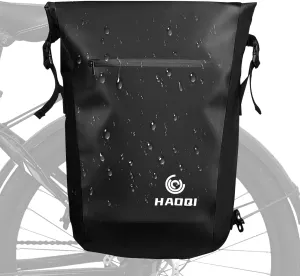 HAOQI Bike Pannier Waterproof Bike Rear Rack Bag 27L Large Capacity Bicycle Pannier for Cycling Traveling Commuting, Black