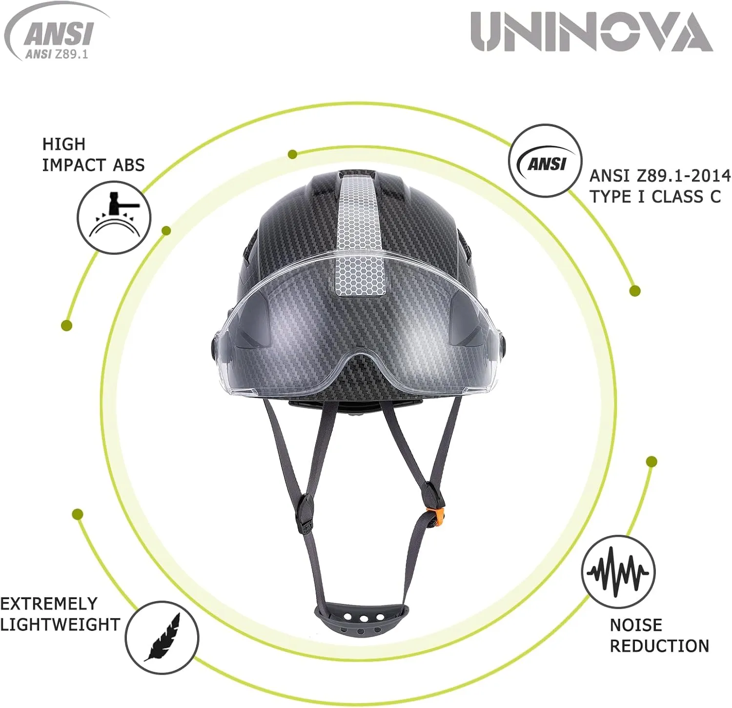 Hard Hats for Construction UNINOVA OSHA Safety Helmet 6 pt. Adjustable Suspension Cascos De Construccion