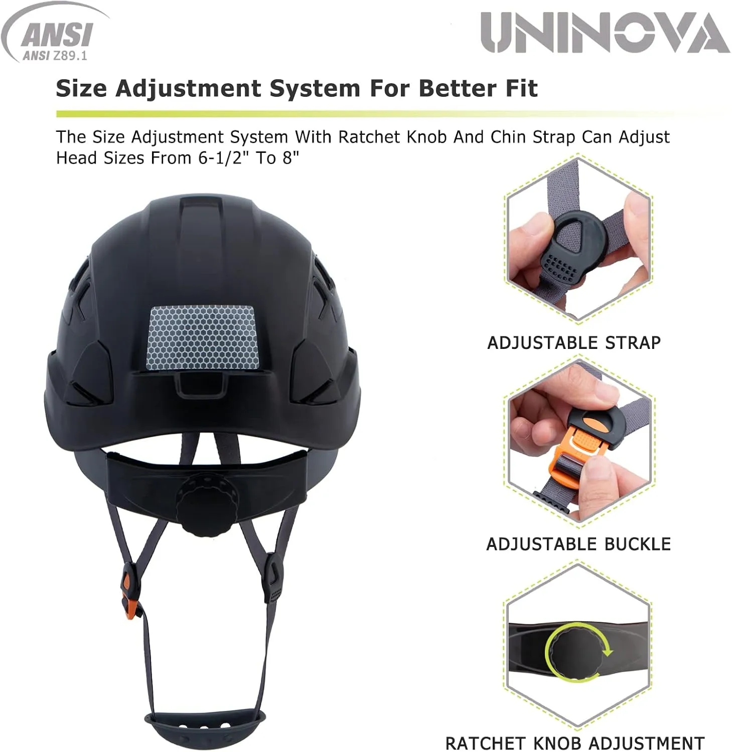 Hard Hats for Construction UNINOVA OSHA Safety Helmet 6 pt. Adjustable Suspension Cascos De Construccion
