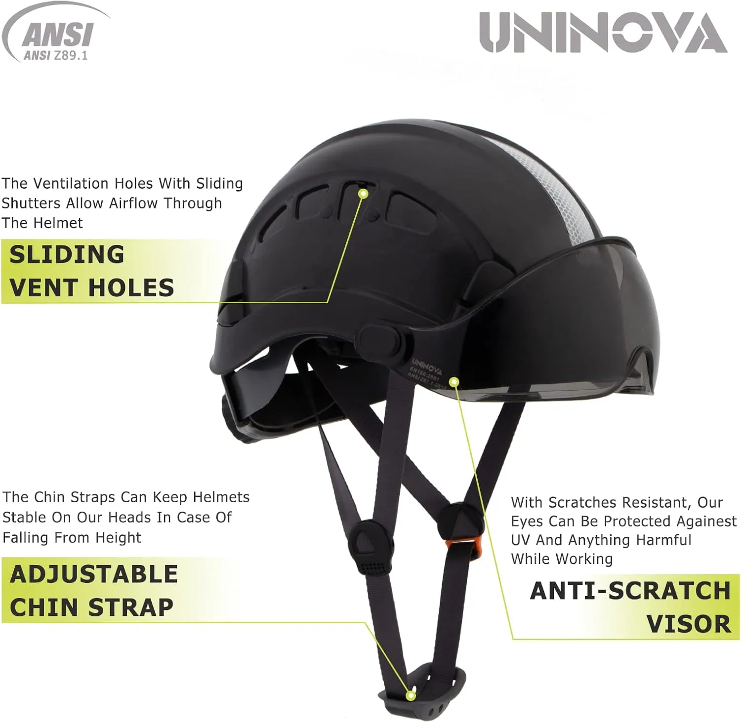 Hard Hats for Construction UNINOVA OSHA Safety Helmet 6 pt. Adjustable Suspension Cascos De Construccion