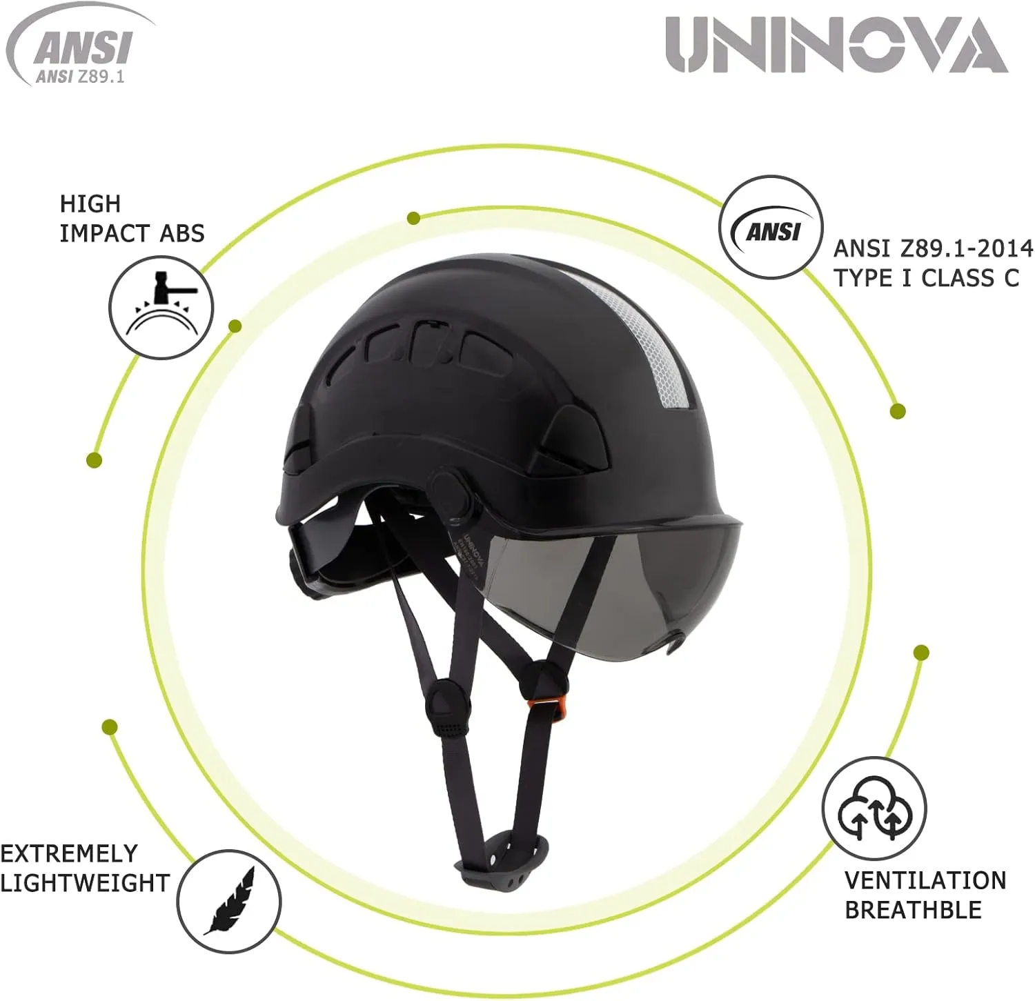 Hard Hats for Construction UNINOVA OSHA Safety Helmet 6 pt. Adjustable Suspension Cascos De Construccion