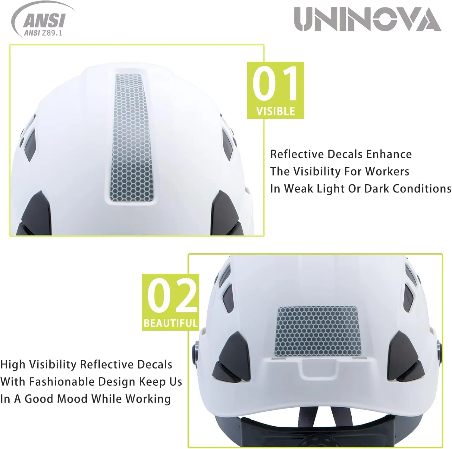 Hard Hats for Construction UNINOVA OSHA Safety Helmet 6 pt. Adjustable Suspension Cascos De Construccion