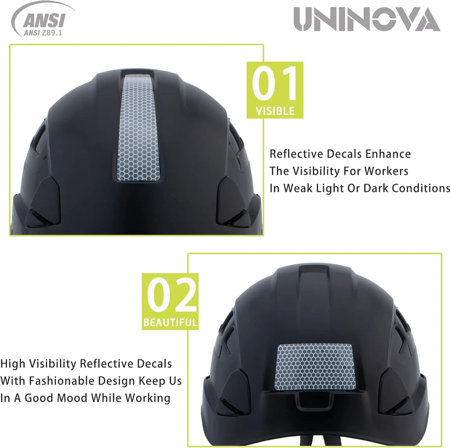 Hard Hats for Construction UNINOVA OSHA Safety Helmet 6 pt. Adjustable Suspension Cascos De Construccion