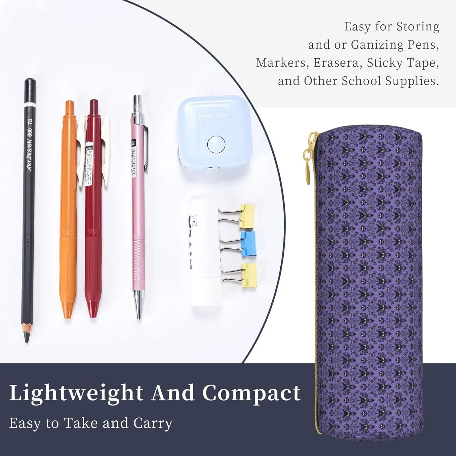 Haunted Mansion Lightweight Pencil Case,Zippered Pen Pouch,Stationery Bag Zipper Pouches Pens Holder Organizer