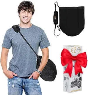Helmet Carrying Bag for Motorcycle Helmets | Foldable | Fits Full Face Helmets | Hands Free Riding Accessory | Theft Protection - for Men, Women and Children Riders - Black