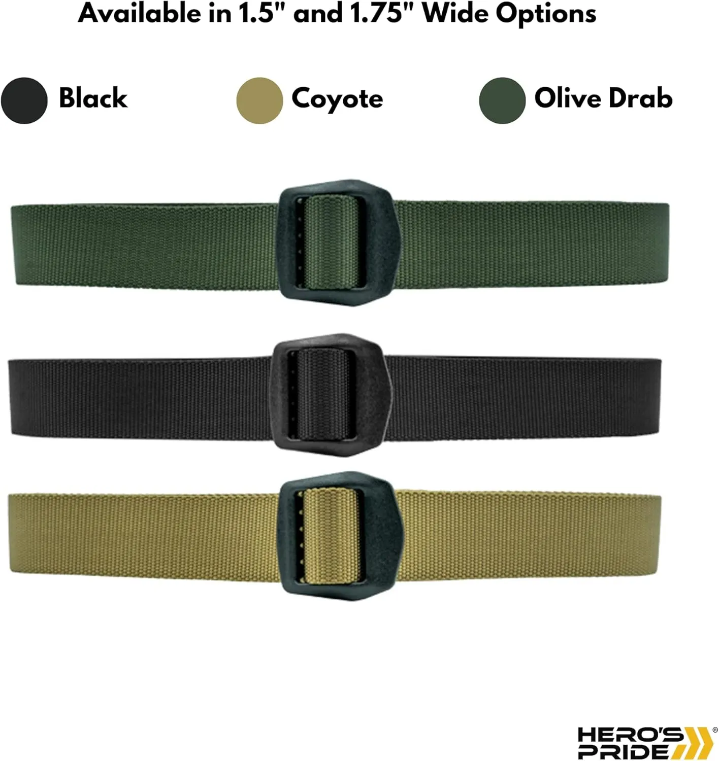Hero's Pride Tactical EDC Belt, Law Enforcement Standard Issue, High-Grade Nylon Webbing