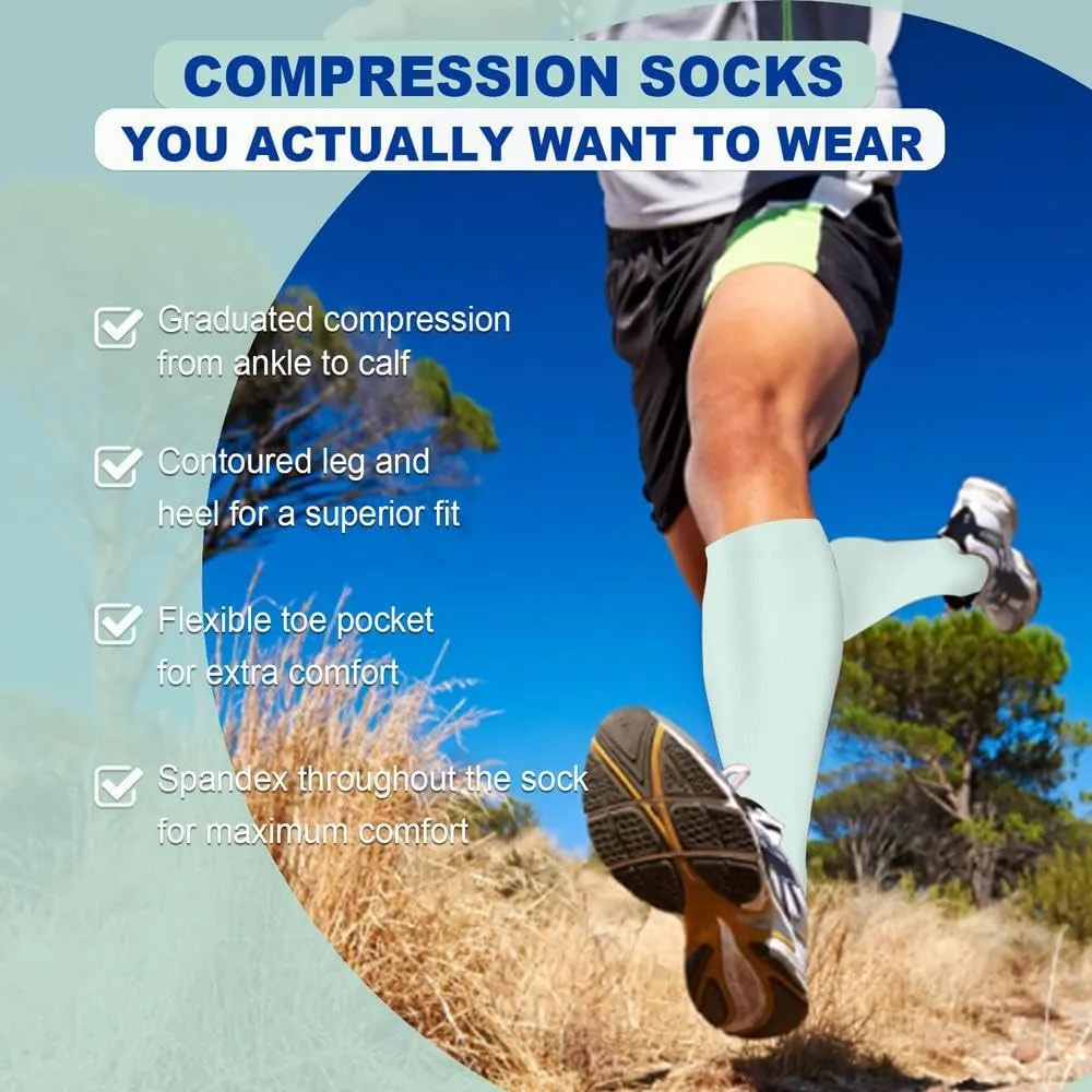 Hi Clasmix Graduated Compression Socks for Women&Men Wide Calf Comfort Best for Circulation,Pregnancy,Media,Nurse,Running,Travel