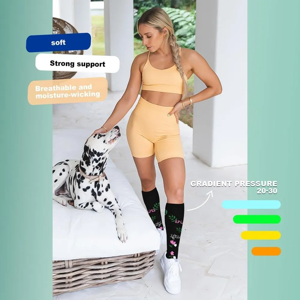 Hi Clasmix Graduated Compression Socks for Women&Men Wide Calf Comfort Best for Circulation,Pregnancy,Media,Nurse,Running,Travel