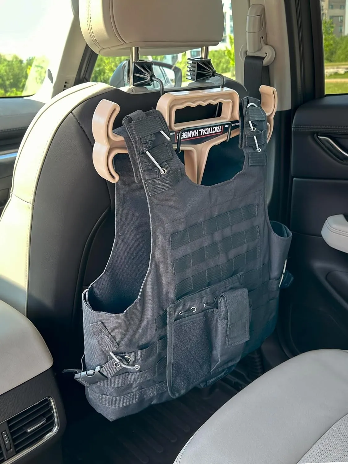 HICE Car Mount with a Tactical Hanger | Original Heavy Duty Standard | 200 lb Load Capacity | for Body Armor, Tactical, Police, Military Gear, Scuba (Black Hanger   Car Mount)