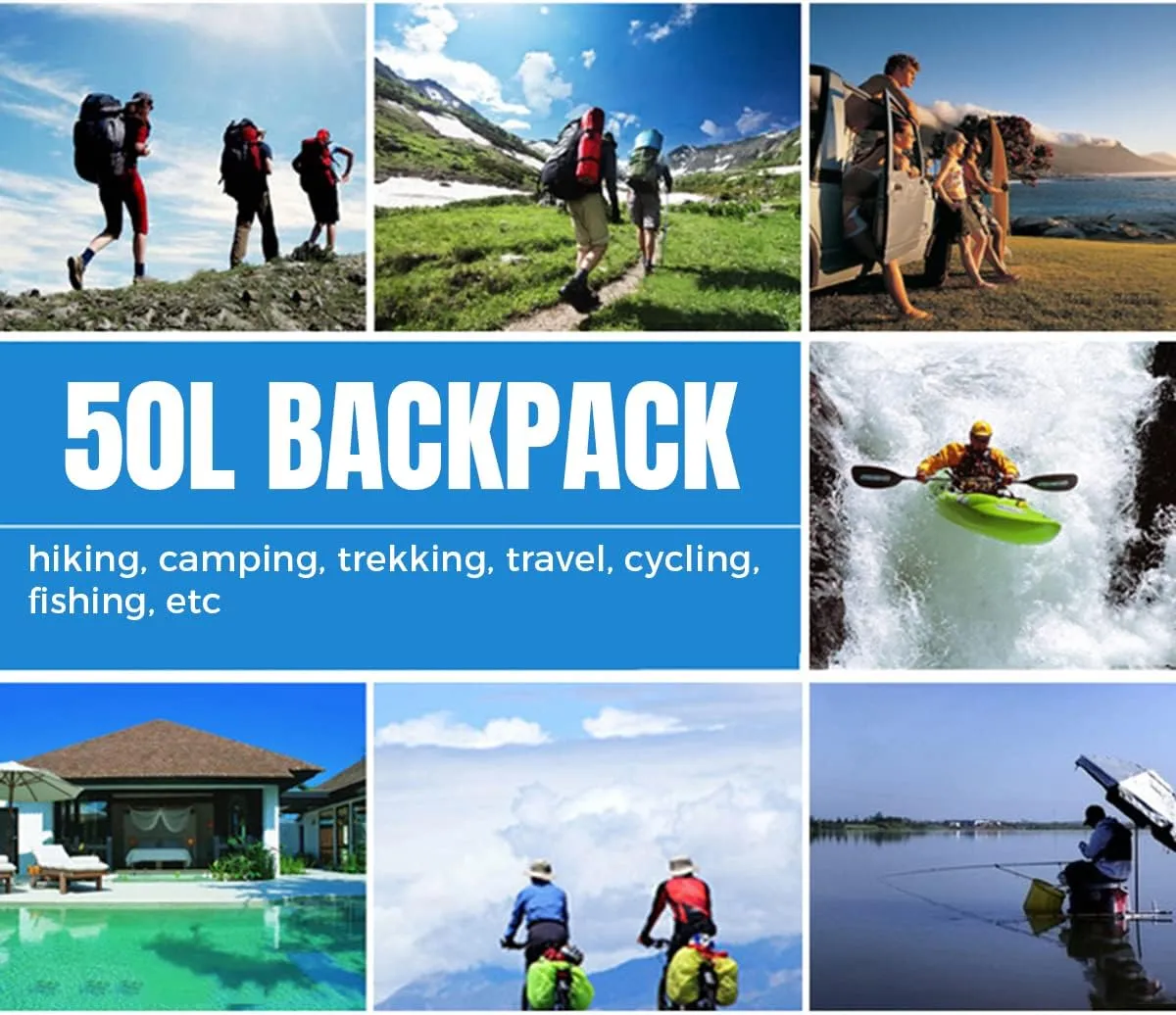 Hiking Backpack 50L Climbing Camping Backpack Large Rucksack for Trekking Travel Outdoor Sport