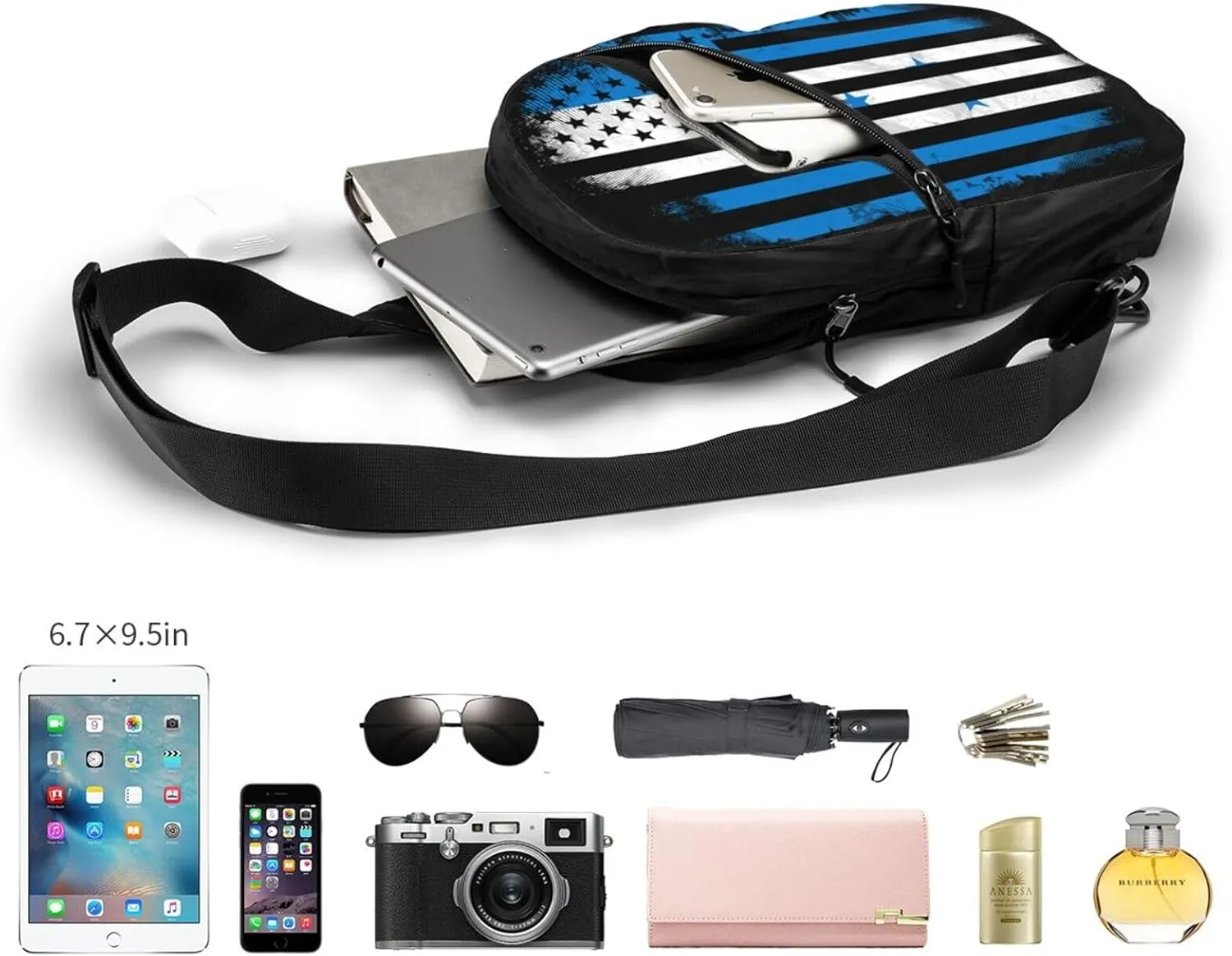 Honduran American Flag Packable Crossbody Bag Portable Sling Bags Foldable Travel Daypack Reusable Sports Shoulder Backpack Diagonally Chest Bag for Workout
