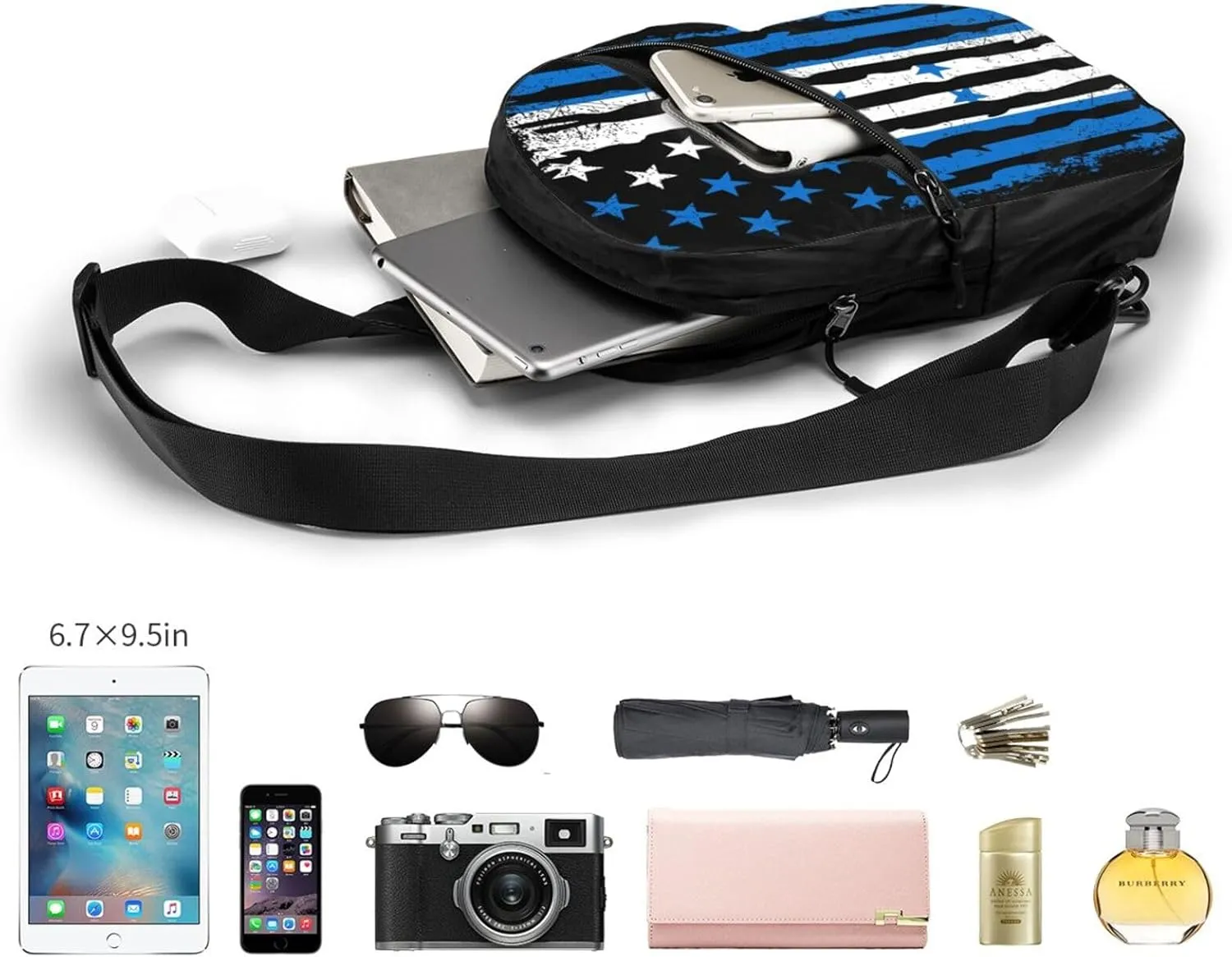 Honduran American Pride Flag Honduras Roots Packable Crossbody Bag Portable Sling Bags Foldable Travel Daypack Reusable Sports Shoulder Backpack Diagonally Chest Bag for Workout