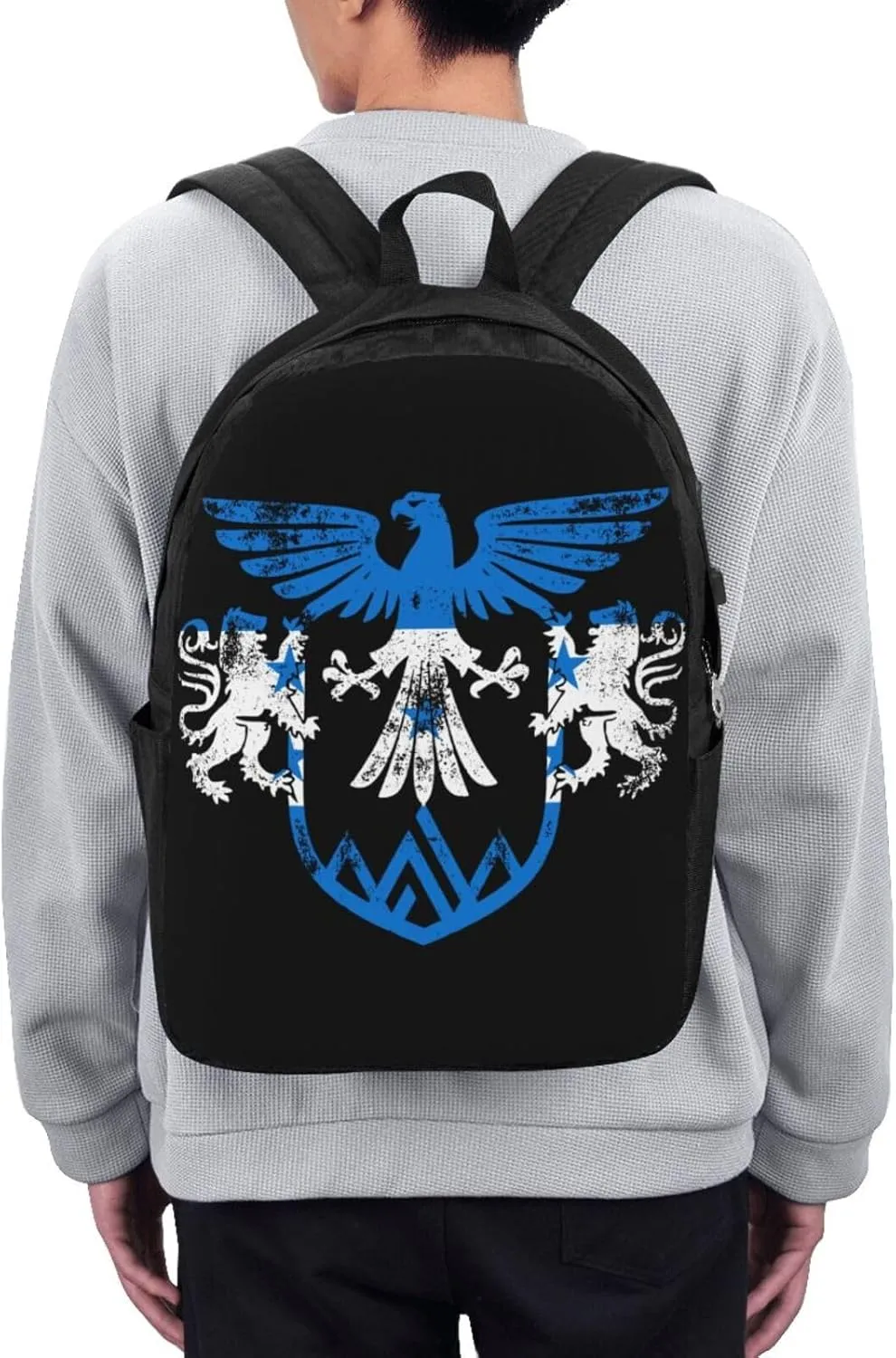 Honduras Flag Eagle Lion Travel Backpack 17-Inch Laptop Backpacks Business Rucksack Casual Sport Daypack with USB Charging Port Carry-on Bag for Camping Biking