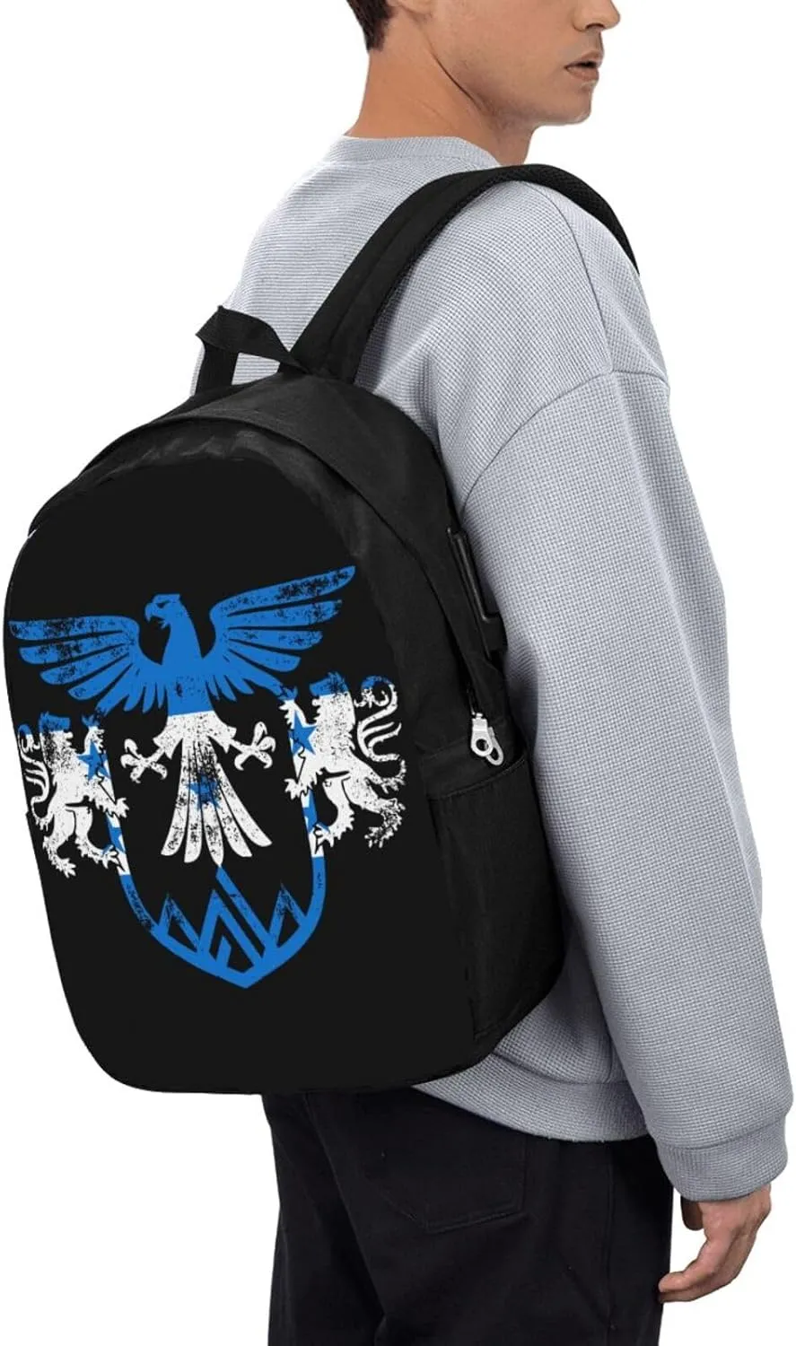 Honduras Flag Eagle Lion Travel Backpack 17-Inch Laptop Backpacks Business Rucksack Casual Sport Daypack with USB Charging Port Carry-on Bag for Camping Biking