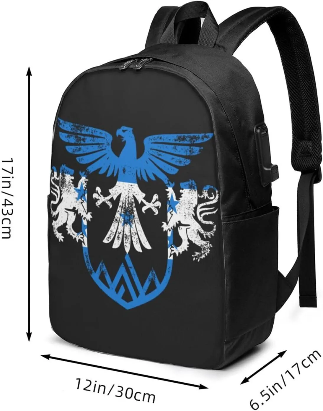 Honduras Flag Eagle Lion Travel Backpack 17-Inch Laptop Backpacks Business Rucksack Casual Sport Daypack with USB Charging Port Carry-on Bag for Camping Biking