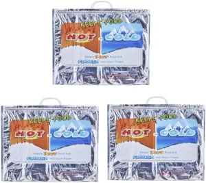 Hot and Cold Insulated Bags for Food Delivery, Grocery Shopping Bags, Food Storage for Hot and Frozen Food for Travel, Disposable Cooler Bag, Reinforced Thermal Lunch Bag (3P, 16"x5.5"x19")