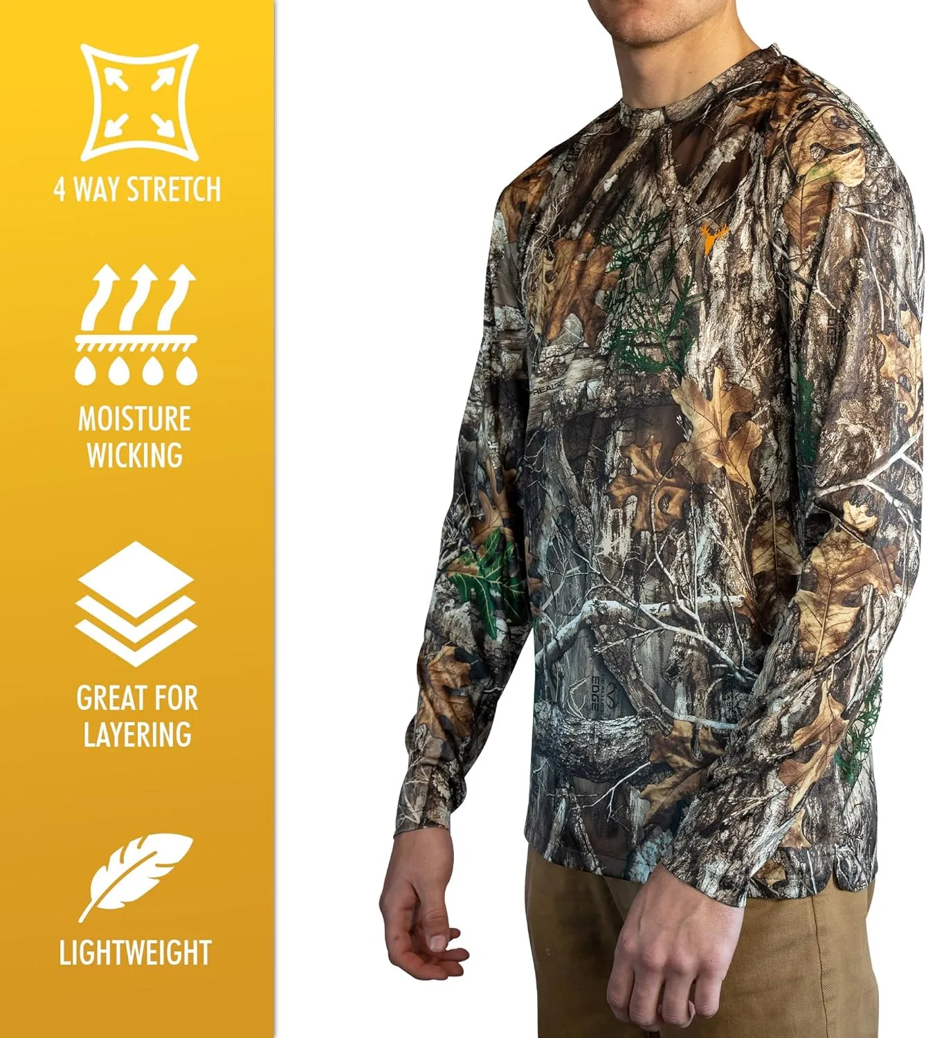 HOT SHOT Men’s Camo Hunting Long Sleeve Shirt – Quick Dry Performance Shirt