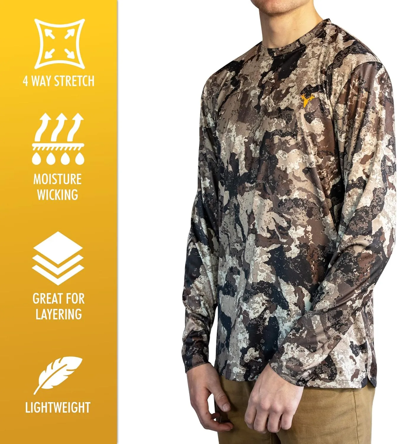 HOT SHOT Men’s Camo Hunting Long Sleeve Shirt – Quick Dry Performance Shirt
