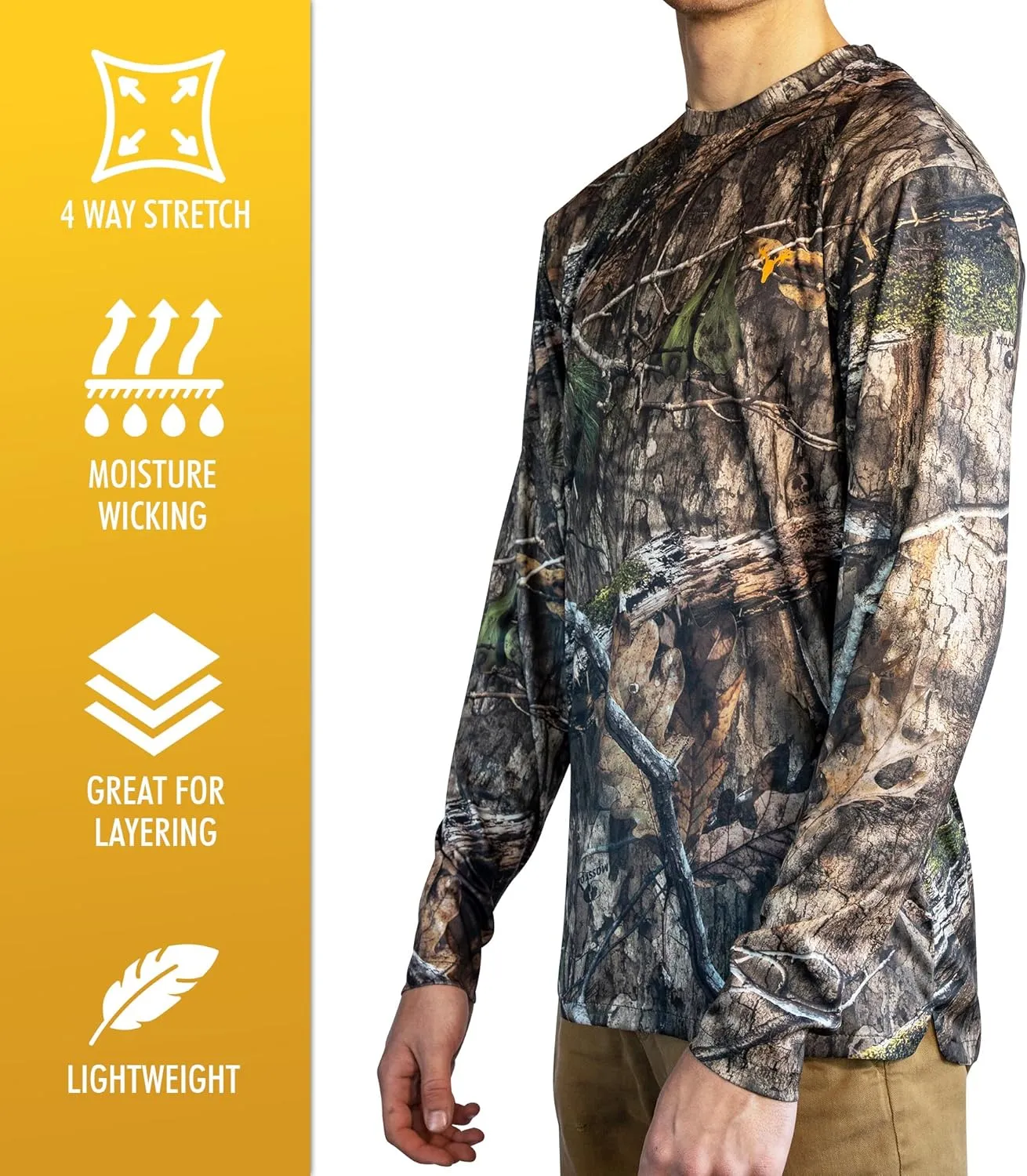 HOT SHOT Men’s Camo Hunting Long Sleeve Shirt – Quick Dry Performance Shirt