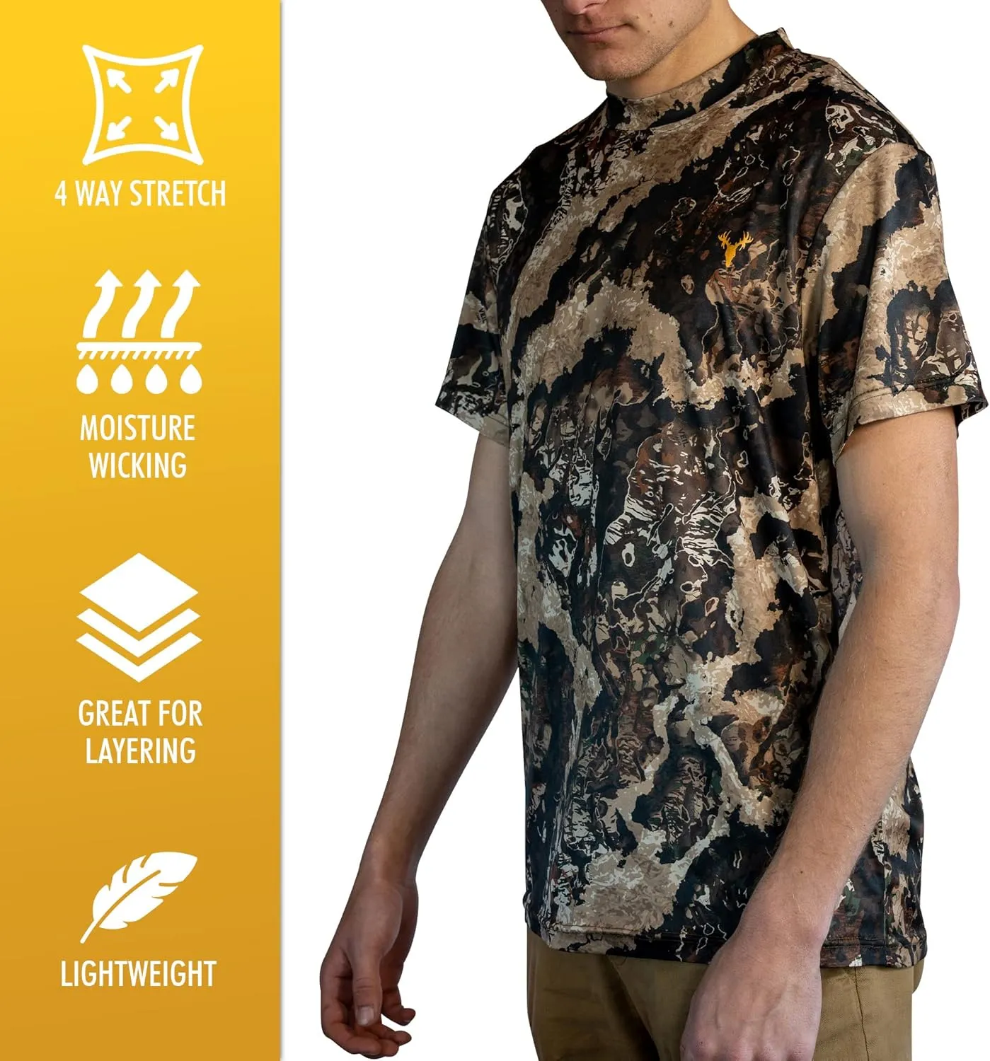 HOT SHOT Men’s Camo Hunting Short Sleeve Shirt – Quick Dry Performance Shirt