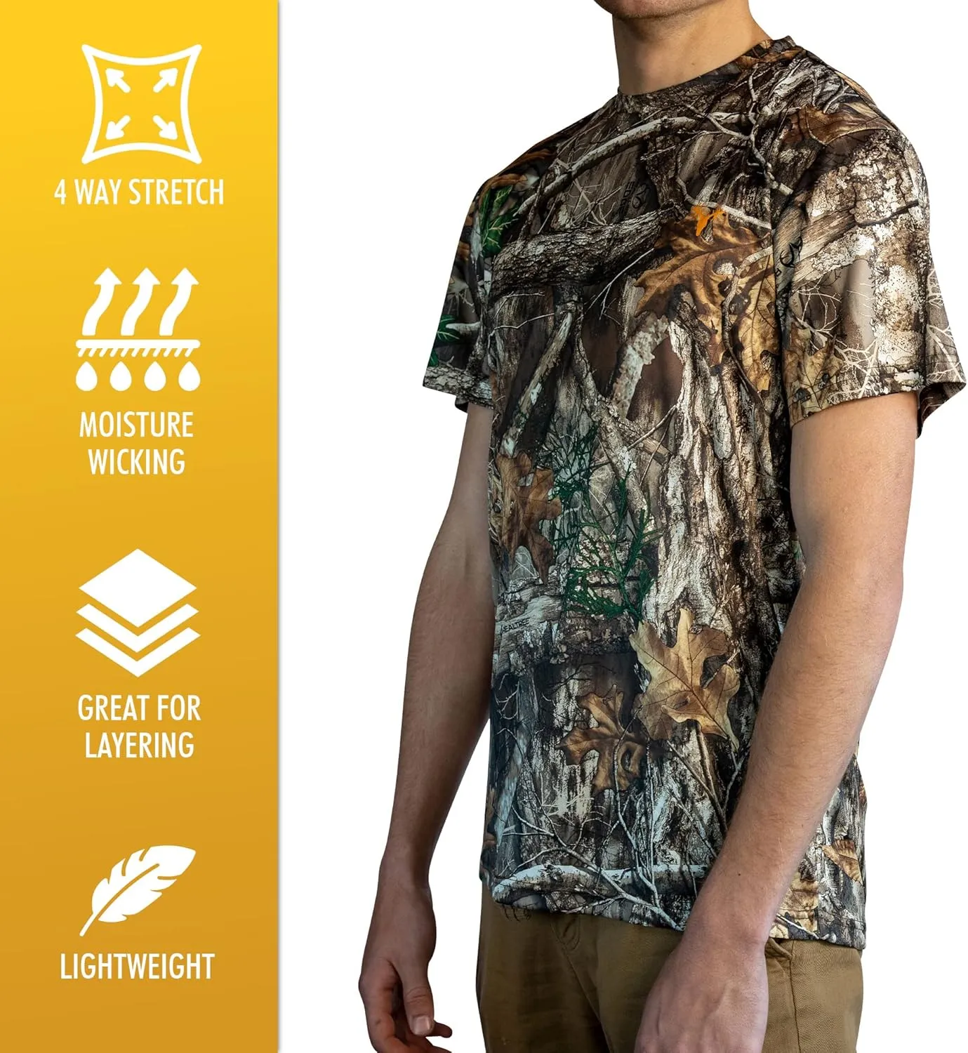 HOT SHOT Men’s Camo Hunting Short Sleeve Shirt – Quick Dry Performance Shirt