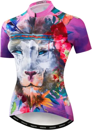 Hotlion Cycling Jersey Women Short Sleeve Bicycle Clothing Top MTB Full Zipper Bike Jerseys Clothes