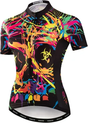 Hotlion Cycling Jersey Women Short Sleeve Bicycle Clothing Top MTB Full Zipper Bike Jerseys Clothes