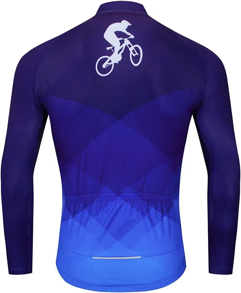 Hotlion Men's Cycling Jersey Long Sleeve Bike Shirts Autumn Bicycle Jacket Tops Reflective