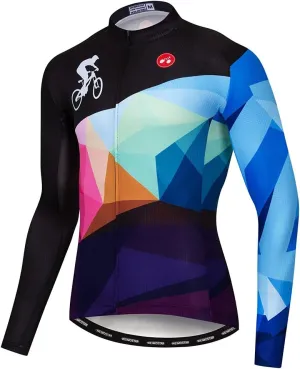 Hotlion Men's Cycling Jersey Long Sleeve Bike Shirts Autumn Bicycle Jacket Tops Reflective