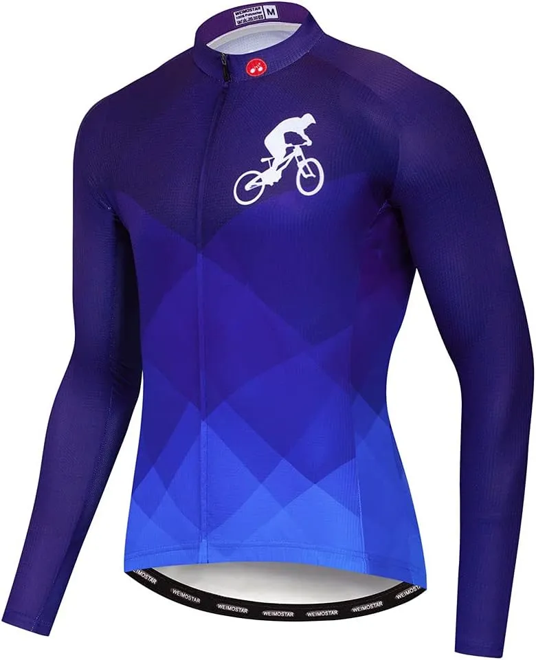 Hotlion Men's Cycling Jersey Long Sleeve Bike Shirts Autumn Bicycle Jacket Tops Reflective