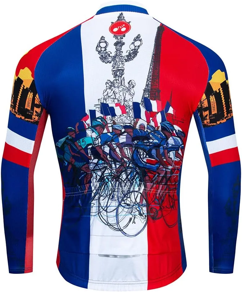 Hotlion Men's Cycling Jersey Long Sleeve Bike Shirts Autumn Bicycle Jacket Tops Reflective