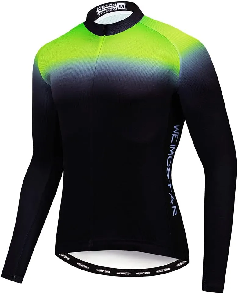 Hotlion Men's Cycling Jersey Long Sleeve Bike Shirts Autumn Bicycle Jacket Tops Reflective