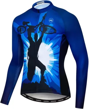 Hotlion Men's Cycling Jersey Long Sleeve Bike Shirts Autumn Bicycle Jacket Tops Reflective