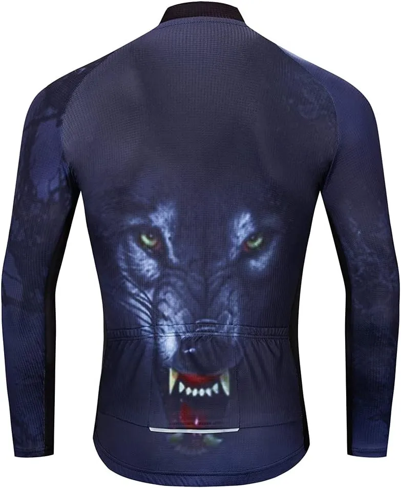 Hotlion Men's Cycling Jersey Long Sleeve Bike Shirts Autumn Bicycle Jacket Tops Reflective