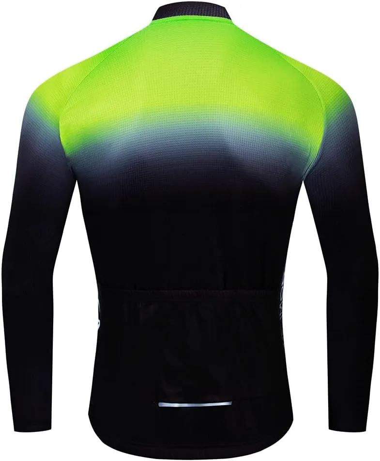 Hotlion Men's Cycling Jersey Long Sleeve Bike Shirts Autumn Bicycle Jacket Tops Reflective