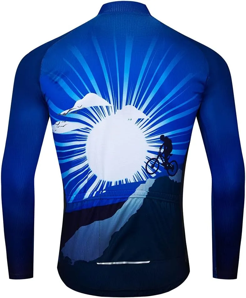 Hotlion Men's Cycling Jersey Long Sleeve Bike Shirts Autumn Bicycle Jacket Tops Reflective
