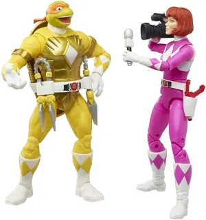 Husbro MMPR/TMNT Lightning,Mike and April as Yellow and Pink Rangers Action Figure 2-Pack