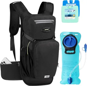 Hydration Backpack - Hiking Water Backpack with 2L Water Bladder, Insulated Hydration Pack for Men & Women, Hydropack with Waist Pouch for Hiking, Camping, Biking, Running, Cycling MIYCOO