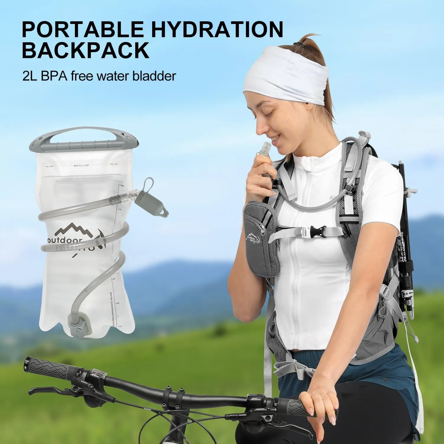 Hydration Pack,20L Hydration Backpack, Hiking Internal Frame Backpacks with 2L Hydration Water Bladder and Rain Cover, for Cycling,Camping, Hunting,Ski, Snow for Men, Women (grey)