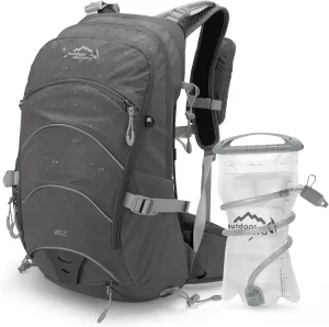 Hydration Pack,20L Hydration Backpack, Hiking Internal Frame Backpacks with 2L Hydration Water Bladder and Rain Cover, for Cycling,Camping, Hunting,Ski, Snow for Men, Women (grey)