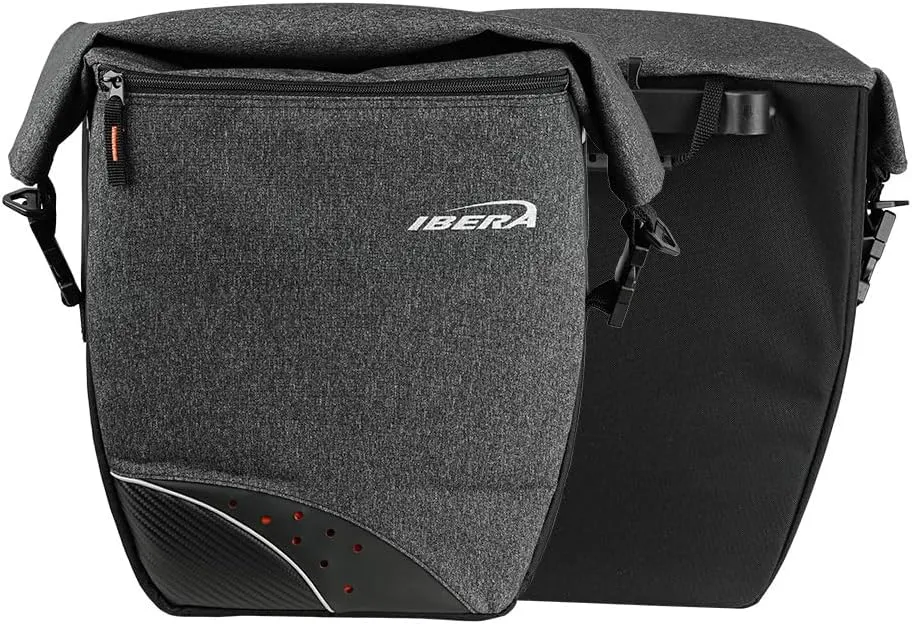 Ibera G-2 PakRak Pro Panniers - Bike Bags with Quick-Release System - Spacious Storage and Reflective Details - Set of 2
