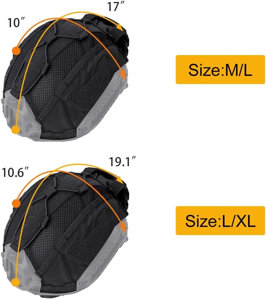 IDOGEAR Tactical Helmet Cover with Battery Rear Pouch for Fast Helmet Size M/L & L/XL Military Paintball Hunting Shooting Gear - 500D Nylon
