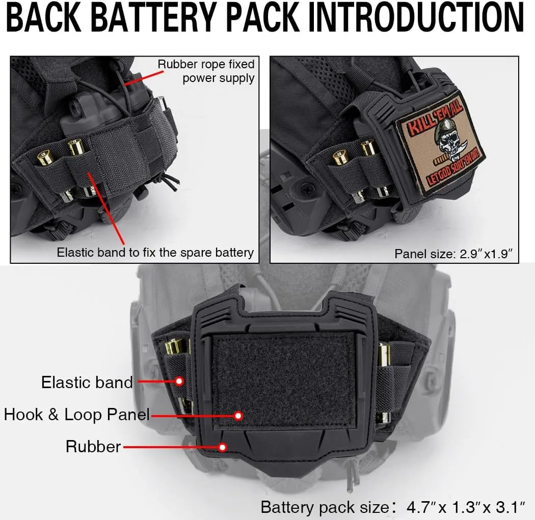 IDOGEAR Tactical Helmet Cover with Battery Rear Pouch for Fast Helmet Size M/L & L/XL Military Paintball Hunting Shooting Gear - 500D Nylon