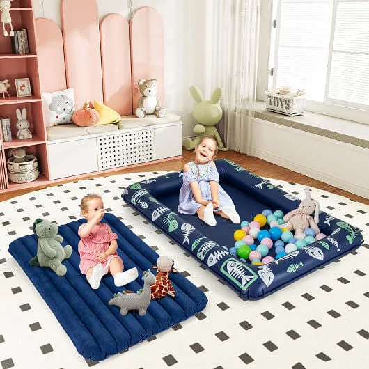 Inflatable Toddler Travel Bed with Electric Pump and Raised Bed Rails-Blue - Col