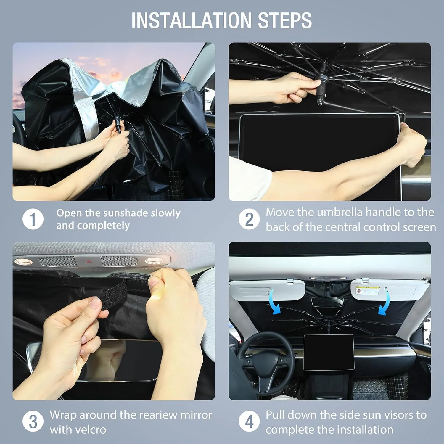 INSAUTO Windshield Sun Shade Umbrella for Dodge RAM 2500 3500 2010-2025, Foldable Front Windshield Sunshade with Storage Bag, Block Out UV Rays & Heat, Keep Car Cool